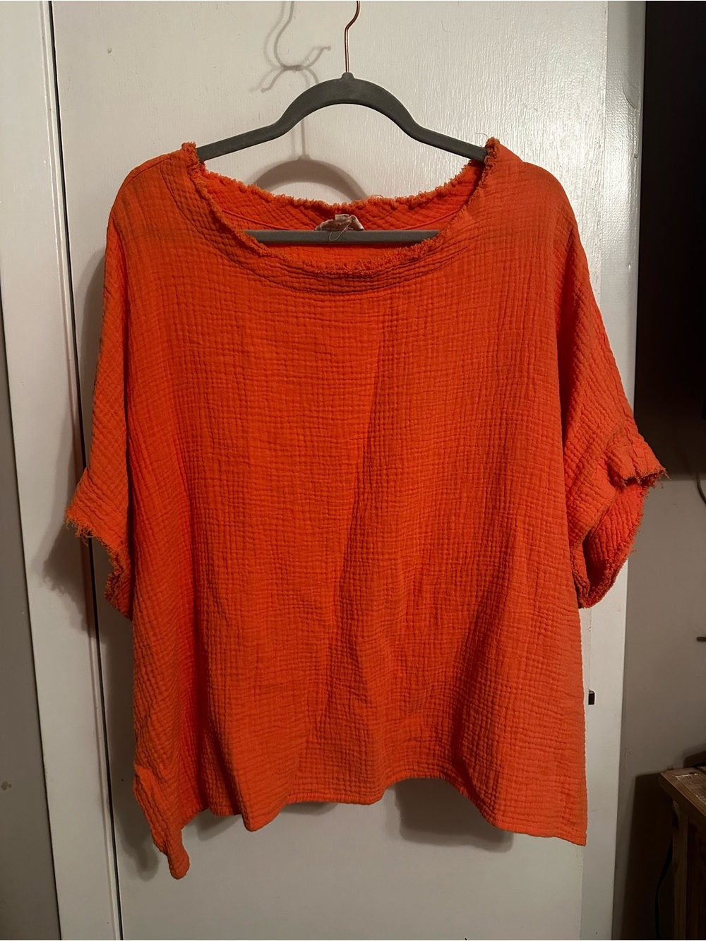 Women's Lightweight Orange Gauze Blouse - Relaxed Fit
